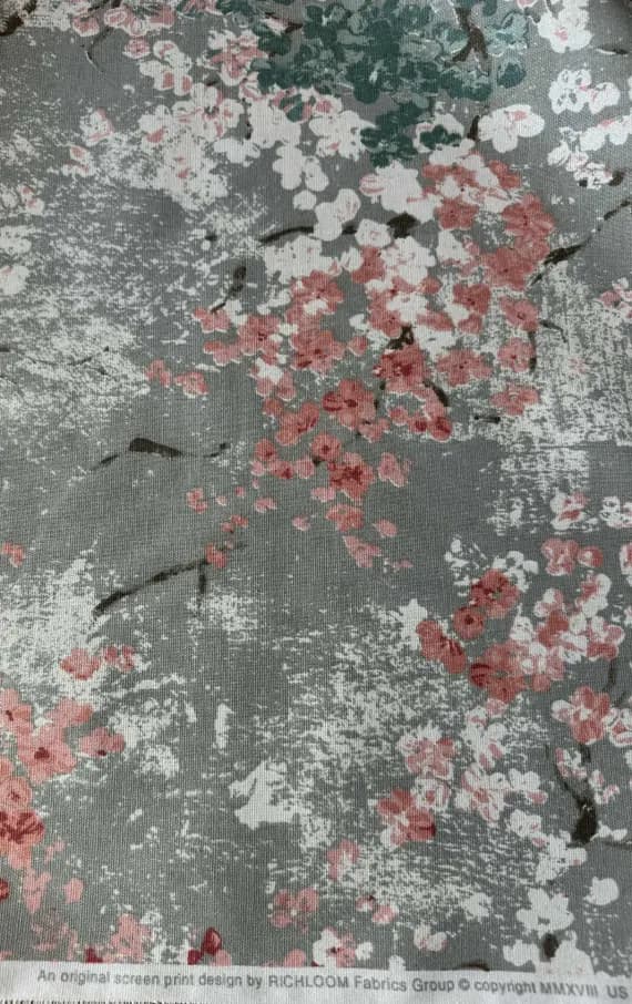 blush cotton fabric - Dewdrop Floral Wildflowers Blush Pink Gray - Richloom Cotton Canvas Fabric
