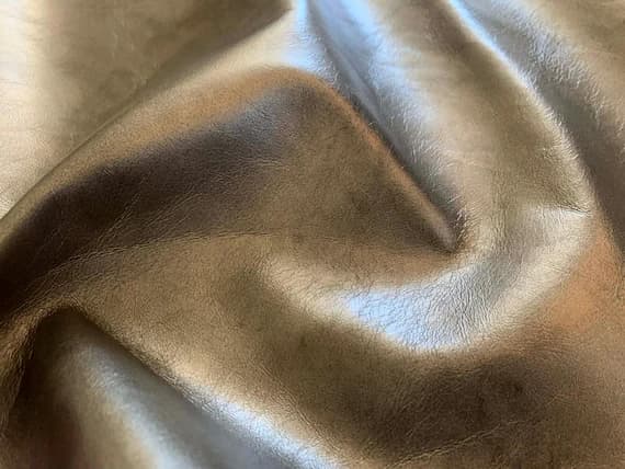 leather - Metallic Pewter Cow Hide Leather Whole Hide 6 Square Feet #1