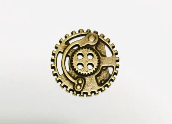 none - Brass Steampunk Gears Metal Button - 30mm / 1 3/8 inch - Dill Buttons Brand (Set of 2)