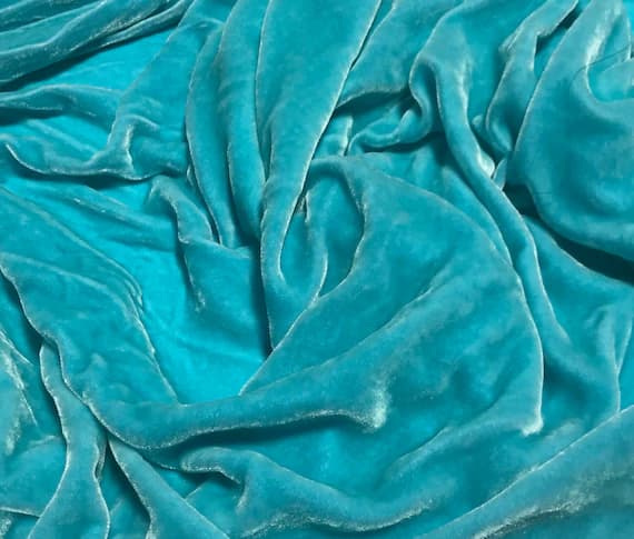 aqua velvet fabric - AQUA BLUE Hand Dyed Silk Velvet Fabric