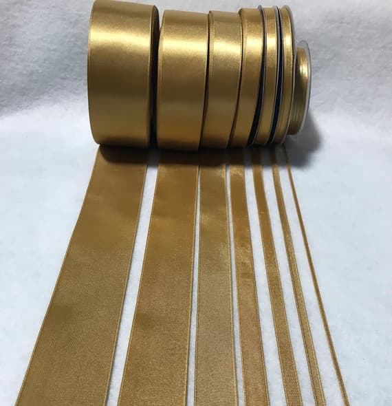 gold none - Gold Double Sided Satin Ribbon - Made in France (7 Widths to choose from)