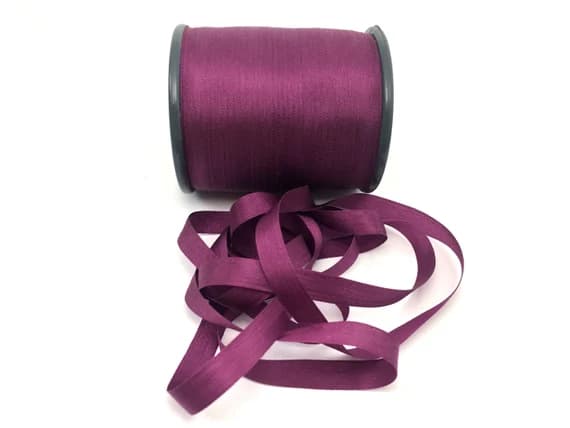 maroon none - Pure Silk Embroidery Ribbon Maroon 7mm 1/4" wide Japan -3 Yards-