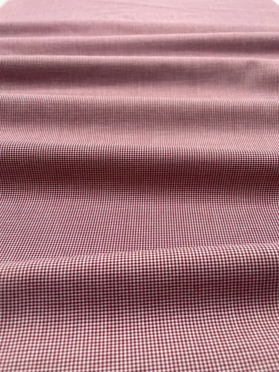 burgundy cotton fabric - Burgundy Red 1/32" Micro Check Gingham Imperial Combed Poly/Cotton Fabric Spechler-Vogel