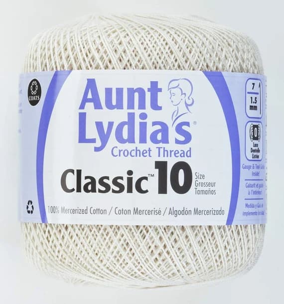 white none - Coats Aunt Lydia's Crochet Cotton Thread Classic Size 10; Antique White (154-210) 350 Yards