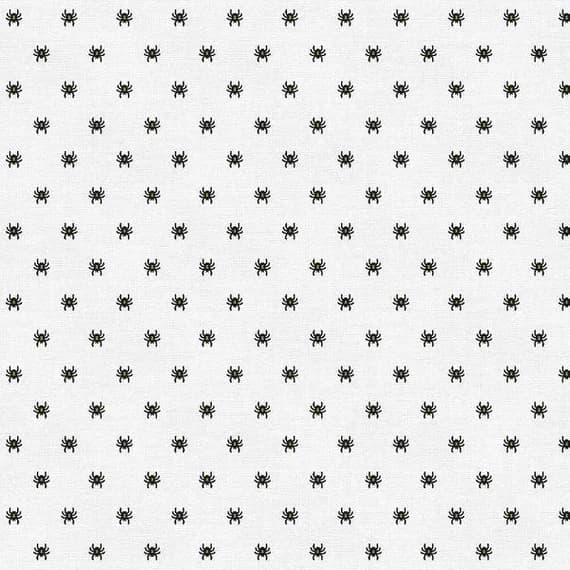 white cotton fabric - Halloween Night - Spiders White - Paintbrush Studio Cotton Fabrics