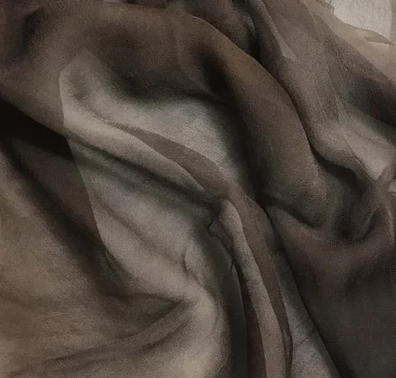 brown chiffon fabric - Hand Dyed MAHOGANY BROWN - Silk Gauze Chiffon Fabric