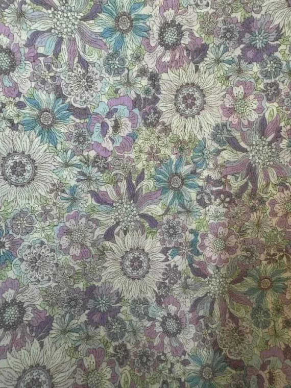 lavender cotton fabric - Blue & Lavender Floral - Yoihana - Japanese Cosmo Cotton Broadcloth Fabric