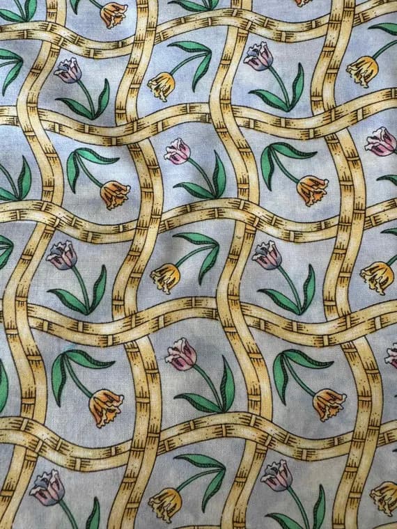 blue cotton fabric - Blue Country Tulips - Moda - Vintage Cotton Fabric