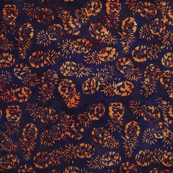 cotton fabric - Lava Tube Pineapples - Indigenous Blanket - Batik by Mirah Cotton Fabric