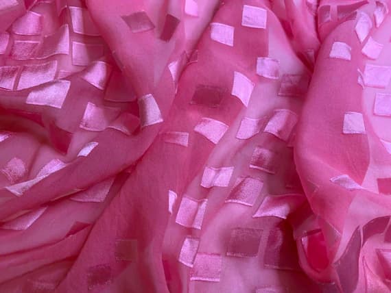 pink charmeuse fabric - Burnout Devore Satin Fabric - Bubblegum Pink Hand Dyed Squares
