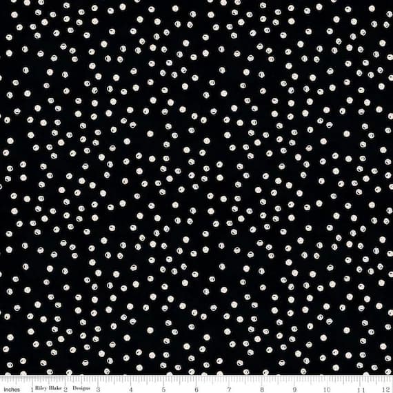 black cotton fabric - Scattered Dots Black - Goose Tales - by J. Wecker Frisch for Riley Blake Fabrics 100% Cotton Fabric