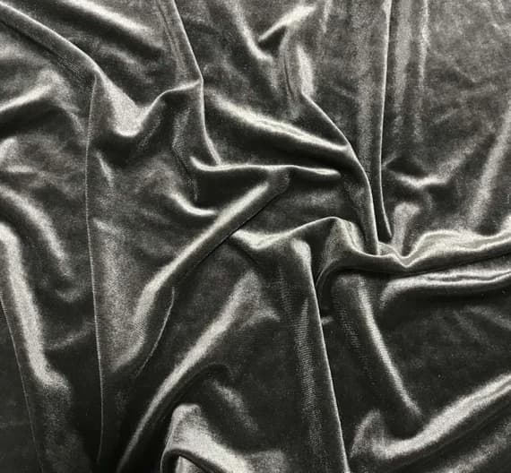 gray velvet fabric - Pewter Gray - Stretch Polyester Velvet Fabric