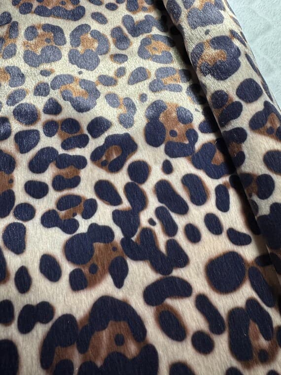 beige fabric - 1/2 yard Beige & Brown Leopard Print Faux Fur Fabric
