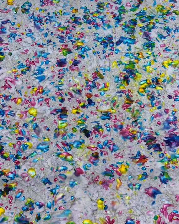 blue cotton fabric - Blue Yellow Pink Ink Blot - Color Me Banyan - Banyan Batiks Studio for Northcott Fabric