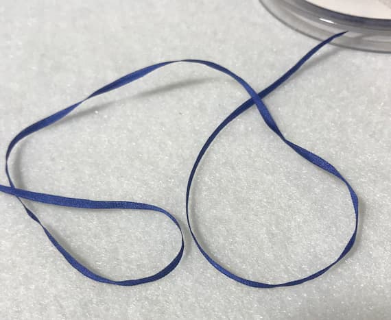 royal none - Royal Blue Pure Silk Embroidery Ribbon 2mm (1/16") wide Made in France - 3 Yards-