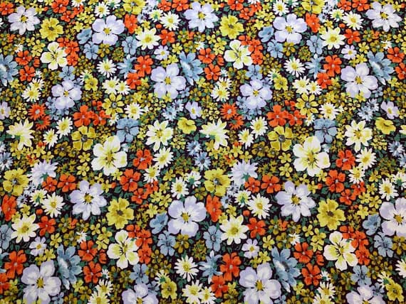 coral cotton fabric - Spring Flowers - Golden Yellow & Coral Floral - Cosmo Japan Cotton Oxford Fabric