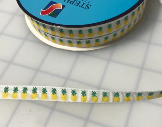 none - Pineapple #2 Grosgrain Ribbon Trim 3/8" Made in France (3 yards)
