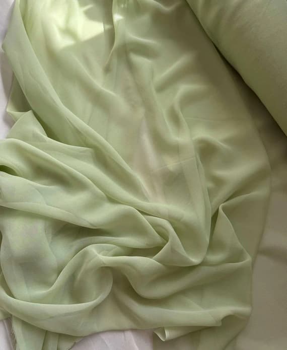 green chiffon fabric - Pistachio Green - Silk Chiffon Fabric 8 momme weight