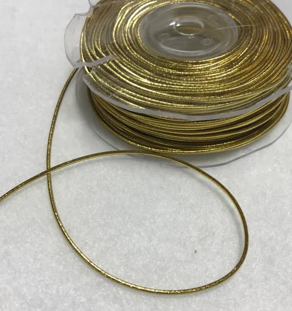 gold none - Gold Stretch Elastic Metallic Cord Made in France 3 yards