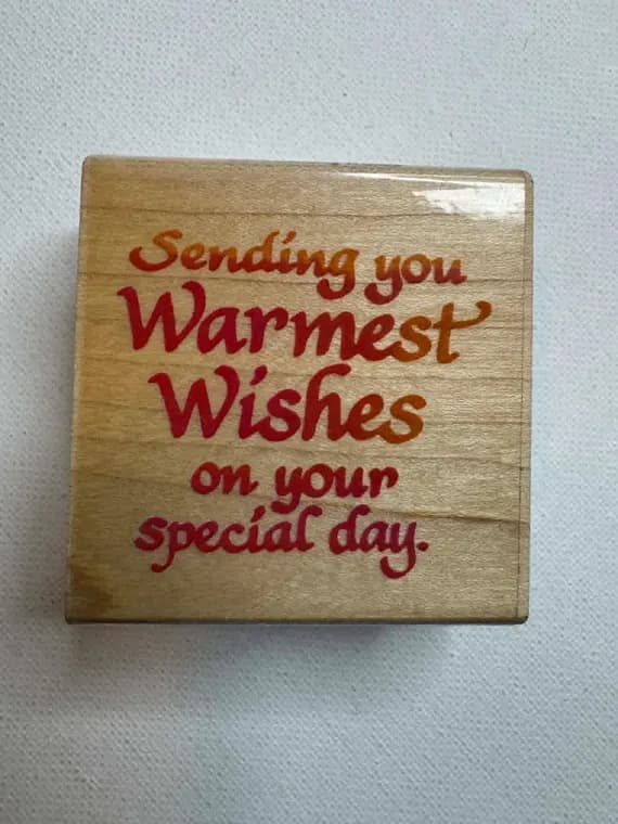 none - 2"x2" 1994 Warm Wishes on your Special Day Wood Mounted Rubber Stamp By Stampendous