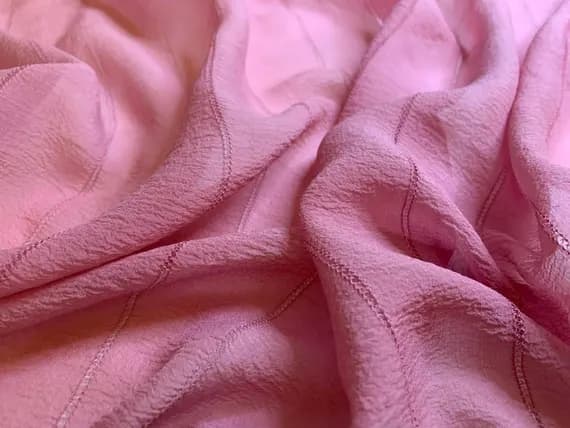 pink chiffon fabric - Peachy Pink - Hand Dyed Fagoting in Silk Chiffon Fabric