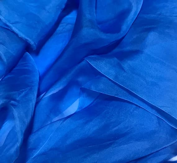 blue organza fabric - Hand Dyed CORNFLOWER BLUE - Silk Organza Fabric