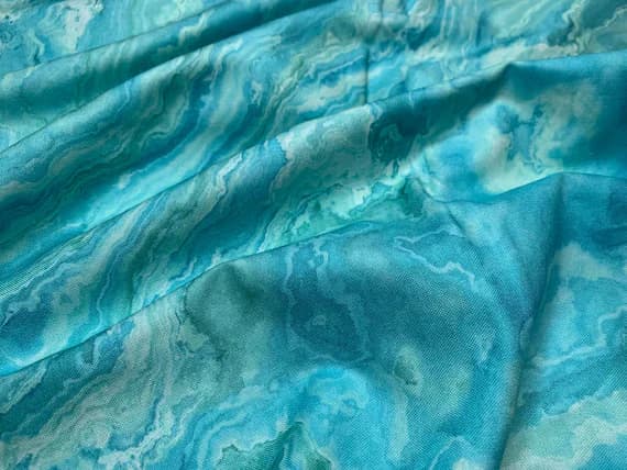 turquoise cotton fabric - Dark Turquoise Wave Texture; Tranquil Waters by Deborah Edwards for Northcott Cotton Fabric DP27210-64