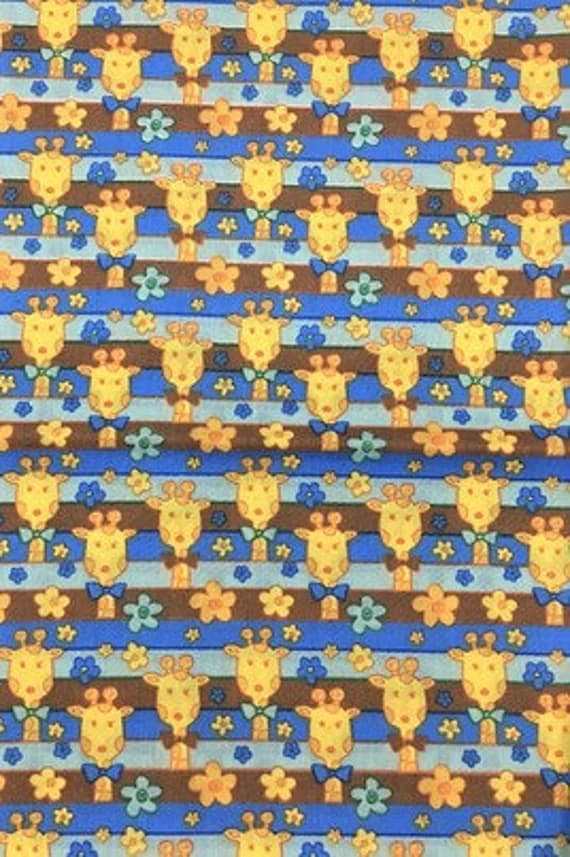 cotton fabric - Giraffes and Stripes - Poly/Cotton Broadcloth Fabric