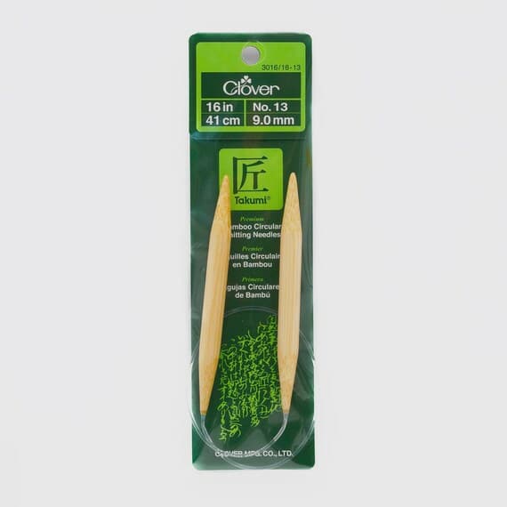 none - Clover Needlecraft Takumi Bamboo 16" Circular Knitting Needles size 13 (9.00mm)