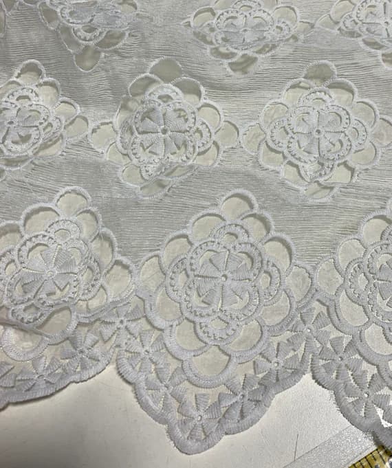 white lace - White Doily Lace Embroidered Organza Fabric