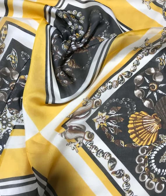 yellow chiffon fabric - Silk Chiffon Fabric - Yellow Seashell Bandanna 1/2 yard increments