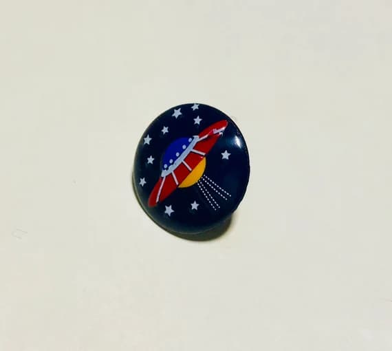 none - Space UFO Plastic Button - 15mm / 5/8" - Dill Buttons Brand (2 buttons)