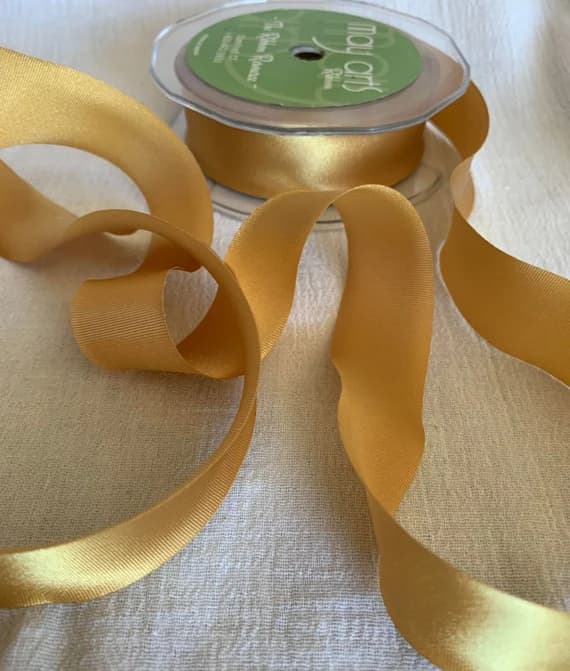 gold none - Gold Single Face 1 Sided Satin Ribbon - 1" wide - 10 Yards - Nylon