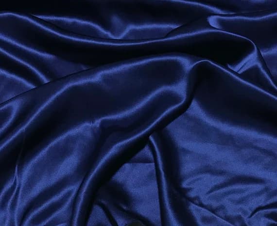 blue charmeuse fabric - Dark Blue - Silk Charmeuse Fabric