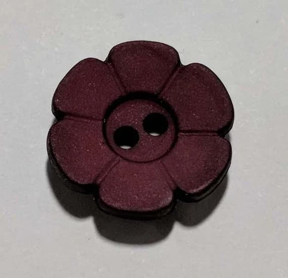 wine none - Wine Daisy Flower Plastic Button - 15mm / 5/8 inch - Dill Buttons - Set of 4