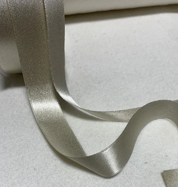 ivory none - Ivory with Metallic Gold Double Sided Satin Ribbon Trim Made in France (2 Widths to choose from)