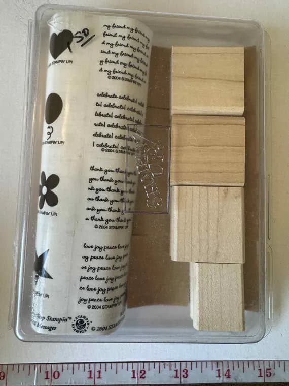 fabric - Mini Messages Set Vintage 2004 rubber stamp set by Stampin Up New in package
