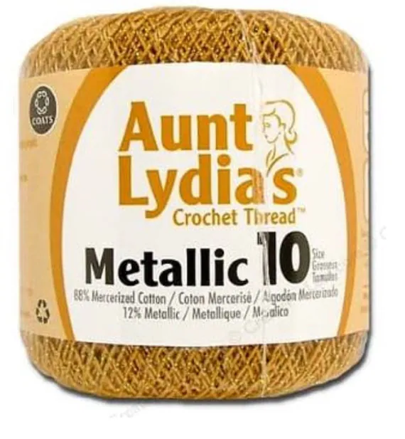 gold none - Coats Aunt Lydia's Crochet Cotton Thread Classic Size 10; Metallic Gold (154-090G) 100 Yards