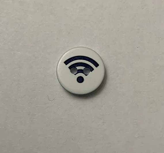 none - Wifi Symbol Sign Plastic Button - 13mm / 1/2" - Made in France