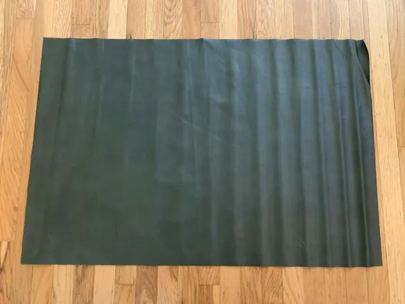 olive leather - DARK OLIVE GREEN Cow Hide Leather Hide 6 Square Feet #1