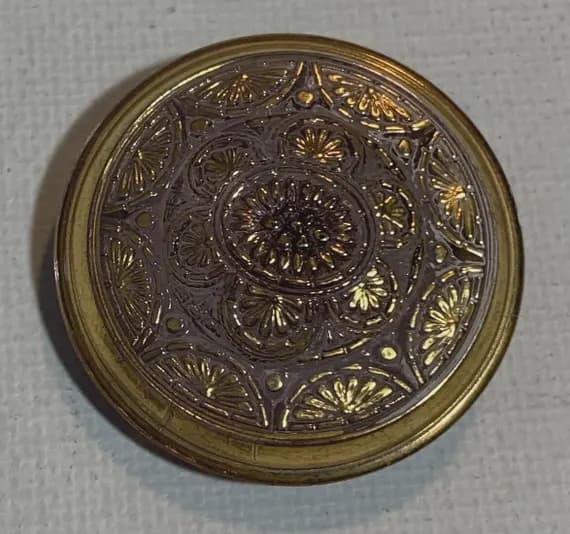 lilac none - Hand Painted Lilac & Gold Floral Vintage Czech Glass Button 1-1/16"