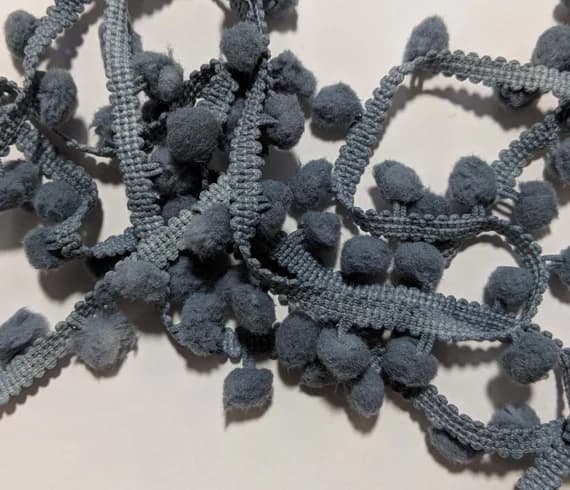 gray none - GRAY French Pom Pom Trim (3/4" wide)