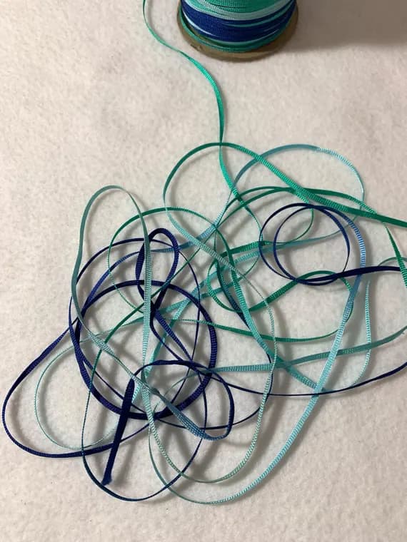 turquoise none - Variegated Hand Dyed Turquoise Rayon Ribbon Trim 1/8"x 5 Yards Great for Embroidery