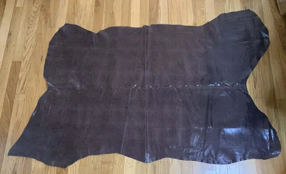 brown leather - Brown Metallic Snakeskin Reptile - Lambskin Leather Hide 9 Square Feet