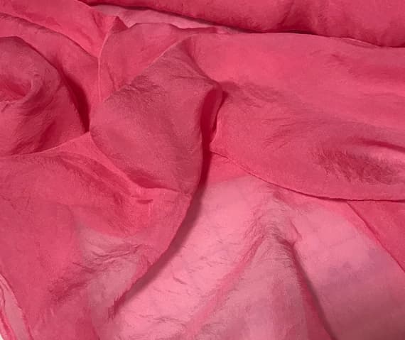 fuchsia organza fabric - Hand Dyed Fuchsia Pink - Soft Silk Organza Fabric