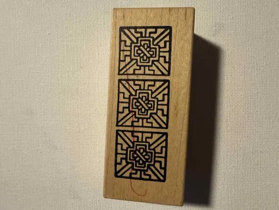 none - 13/8 X 3 1/4" Mandala/ Celtic Cross Wood Mounted Rubber stamp