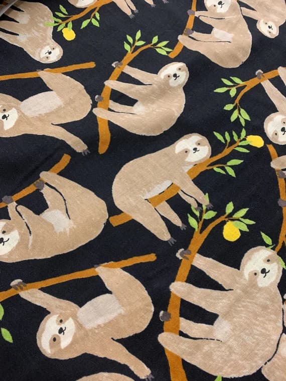 cotton fabric - Big Sloths - Kokka Japan Cotton Double Gauze Fabric