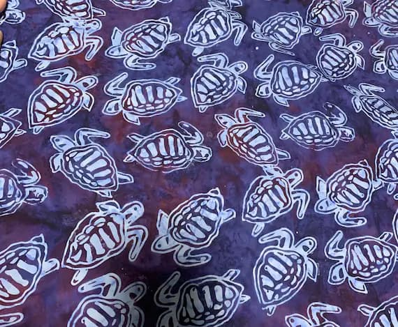 blue cotton fabric - Legend Blue Turtles - Batik by Mirah 100% Cotton Fabric