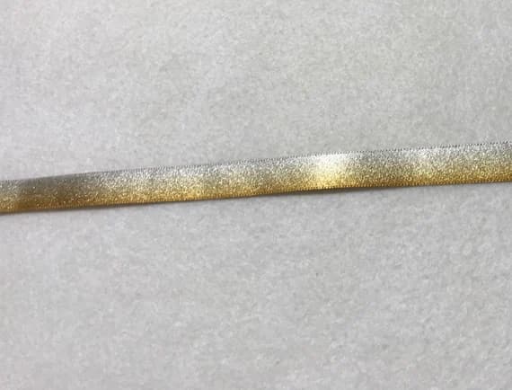 gold none - Gold & Silver Ombre Metallic Double Sided Satin Ribbon Trim Made in France 9/16" wide