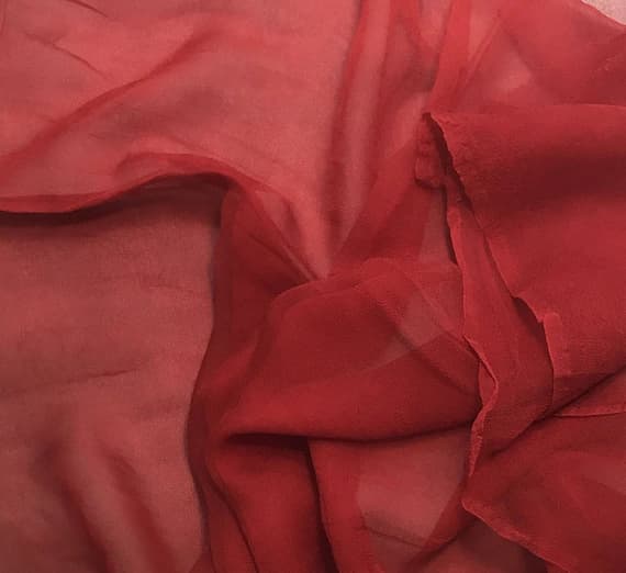 scarlet chiffon fabric - Hand Dyed SCARLET RED - Silk Gauze Chiffon Fabric